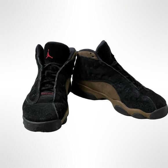 NIKE Air Jordan YOUTH 6.5Y Suede Retro 13 Black Olive Midi Hologram Basketball